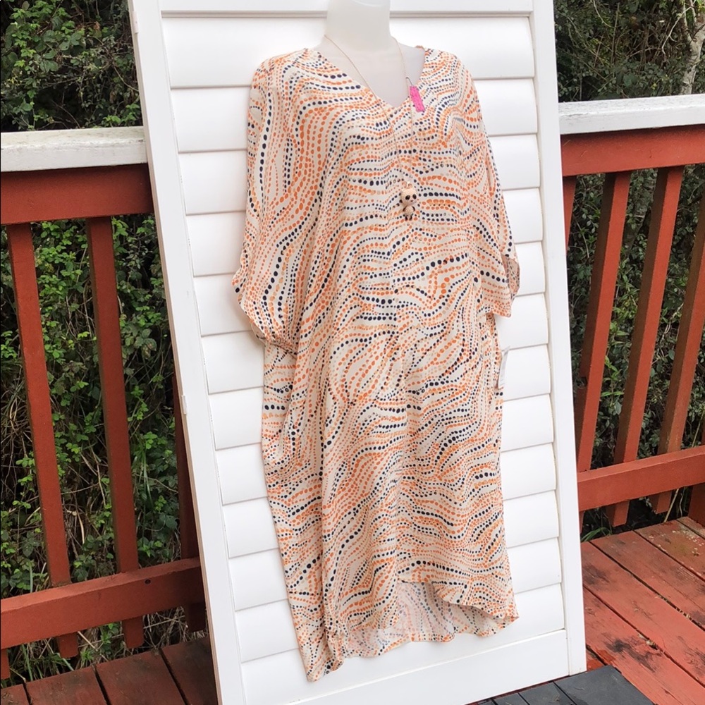 Chico's NWT V-neck multi print pattern short Dress SIZE 4 - Picture 4 of 13